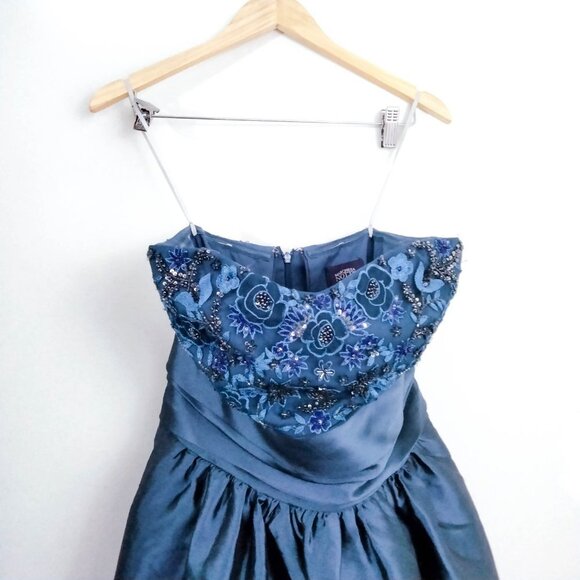 Marchesa Notte Strapless Navy Sequin Embellished Mikado Gown 6 - Picture 6 of 14